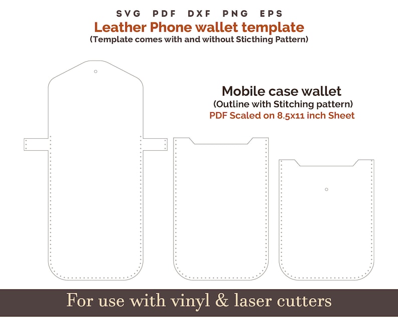 leather Phone Bag wallet Pattern svg, Cross Body phone Bag SVG Sewing Pattern, PDF Phone bag pattern stitched Phone case bag laser cut files