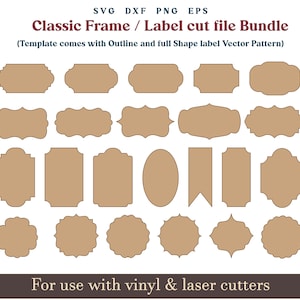 Klassieke frames SVG, label Svg, decoratieve frames en rand label vorm Vector Svg, vormen svg, Cricut Label vormen frames gesneden bestand DXF EPS