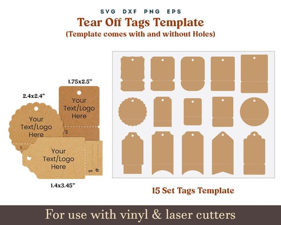 Hang Tags Svg, Tear off hang tag template, Perforated Tags, Tear away Tags cut file Pattern, Product Tags Cricut Silhouette Cut File Bundle