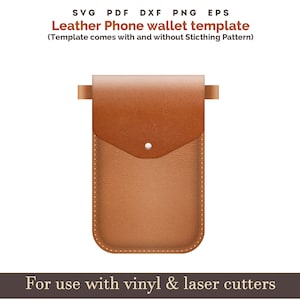 Patrón de billetera de cuero para teléfono SVG, patrón de costura de bolso cruzado para teléfono SVG, patrón de bolso para teléfono PDF cosido, archivos de corte láser para funda de teléfono