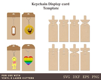 Sleutelhanger-displaykaart Svg-sjabloon, sleutelhanger-displaykaart Svg, sleutelhangerhouder svg, Pacaking-sjabloon Svg, keyring-kaart lasergesneden bestandsbundel