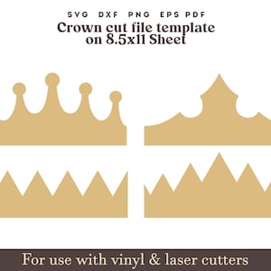Party Krone SVG-Vorlage, Prinzessin Krone svg, Partyhut svg, druckbare Papierkuh PNG PDF auf 8,5x11 Zoll Blatt, Cricut Dateien, Krone Laserschnitt fie