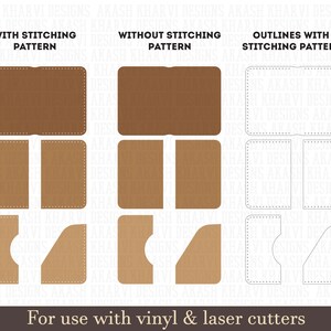 Leather Front pocket card holder wallet cut file svg template , pocket leather card holder Pattern With Sewing Stiches, Glowforge Leather laser file, leather wallet files svg, Leather wallet bag template & pattern for laser cut,