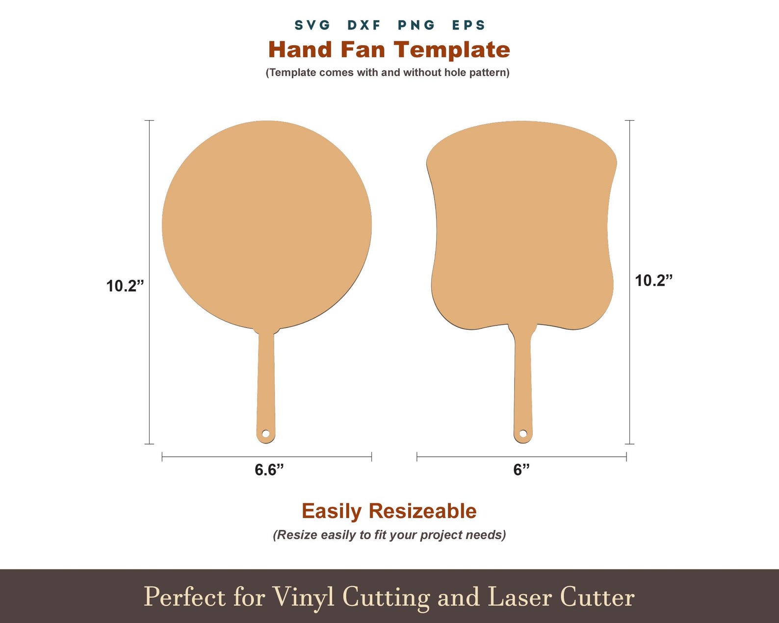 Hand Petal Fan SVG Template, Wedding Fan With Stick 6 Set Cut File ...