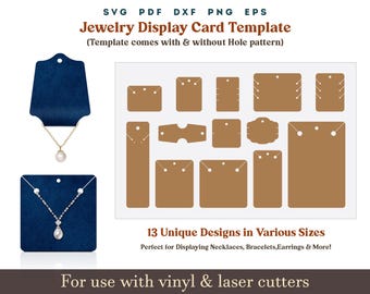 Jewelry display card Template, Necklace display Svg Pdf Pattern, Bracelet Card holder Template, Jewelry Holder Cricut glowforge cut files
