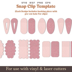 Snap Clip SVG, Clippie Cover template, Snapclip pattern, faux leather svg, Bow SVG, Hair Clip Svg files for Cricut Laser cut files Svg Dxf