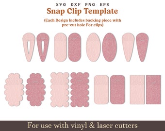 Snap Clip SVG, Clippie Cover template, Snapclip pattern, faux leather svg, Bow SVG, Hair Clip Svg files for Cricut Laser cut files Svg Dxf