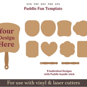Modèle SVG de ventilateur de pagaie, modèle PDF de ventilateur de main d'église vierge sur 8,5 x 11, ventilateur de mariage, ventilateur diplômé SVG, fichiers Svg pour Cricut Glowforge coupe fichier