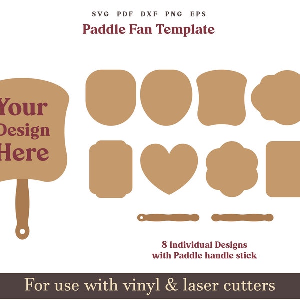 Paddle Fan SVG Template, Blank Church Hand fan PDF Pattern on 8.5x11, Wedding Fan, Graduate Fan SVG, Svg files for Cricut Glowforge Cut File