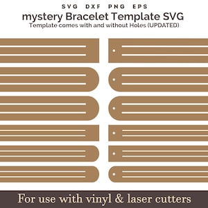 Braccialetto in pelle misterioso SVG, guida completa con istruzioni in PDF inclusa, modello SVG per braccialetto, file di taglio per braccialetto in pelle laser Glowforge SVG
