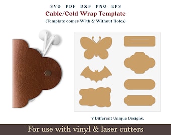 7 cord organizer svg, Cable Keeper Pattern, Earphone Holder SVG, Cord Keeper, Faux Leather Crafts No Sew for Cricut leather laser cut files