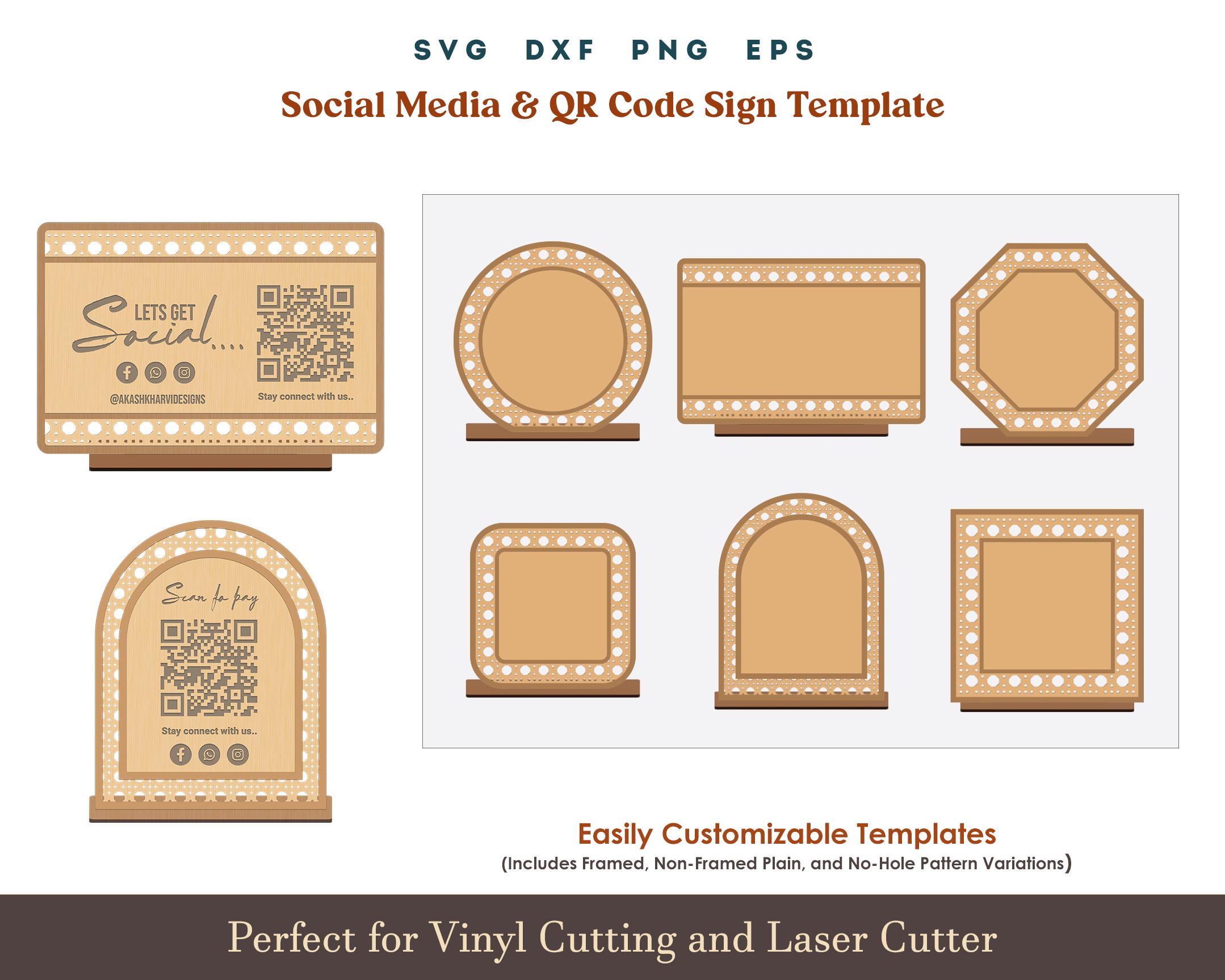 Scan to Pay Sign SVG Bundle, Social Media QR Code Display Stand ...