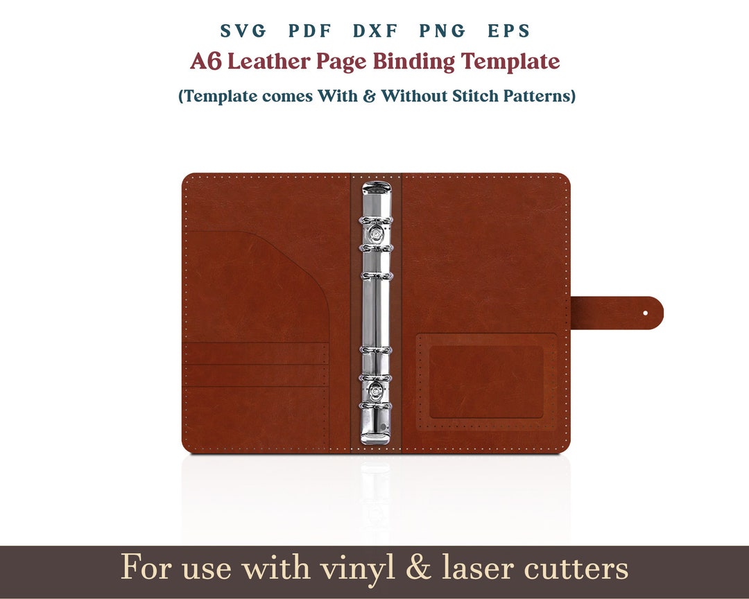A6 Binding Template SVG, Leather A6 Binding Cover PDF SVG Sleeve