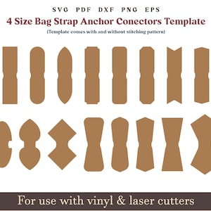 Strap connector SVG PDF Template, 0.5" to 1.25" Bag Strap End Anchor, Handbag clasp closures, Purse making Glowforge Leather laser cut file