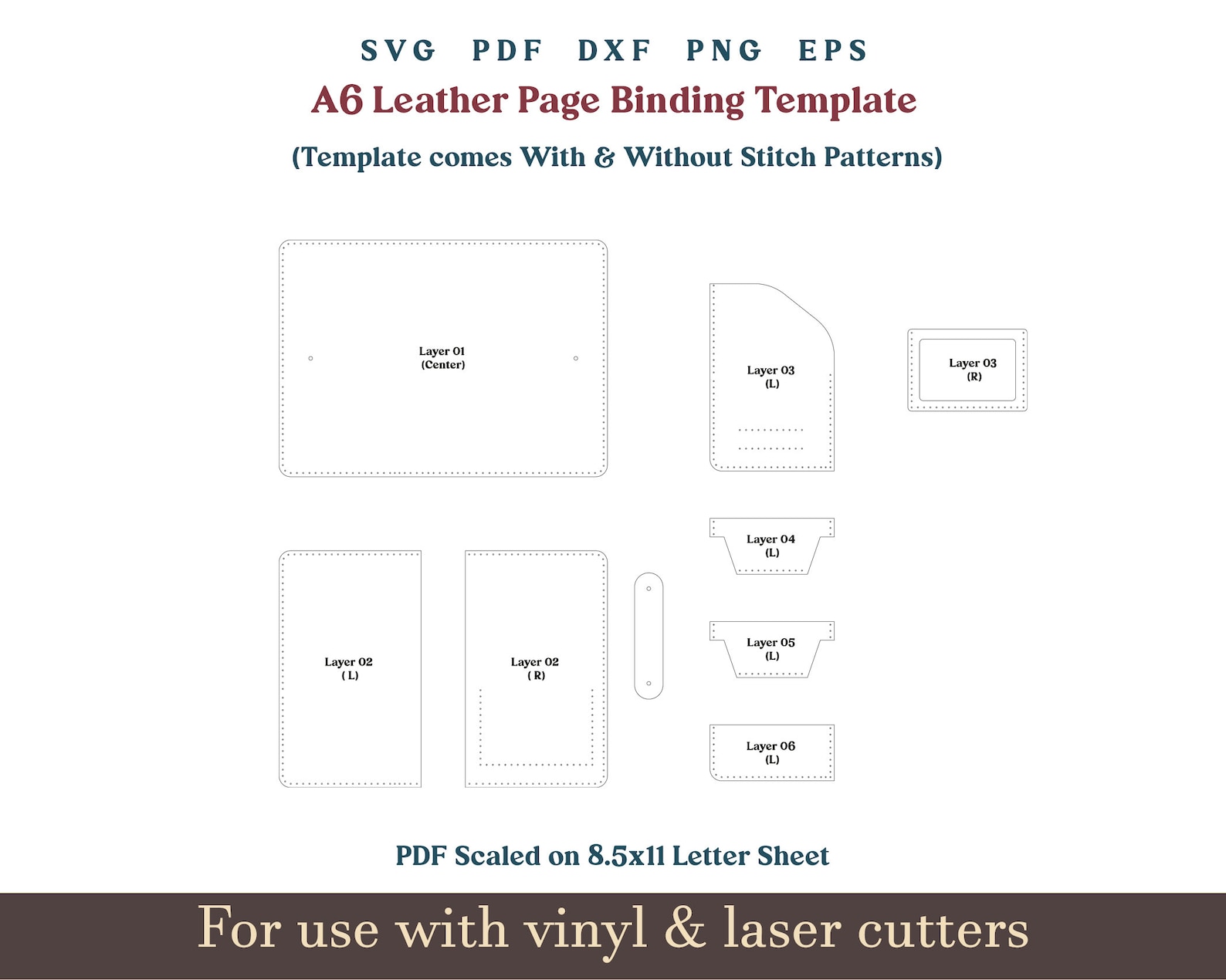 Lectern Bind Template.pdf A6 Binding Template SVG, Leather A6 Binding Cover PDF SVG Sleeve ...