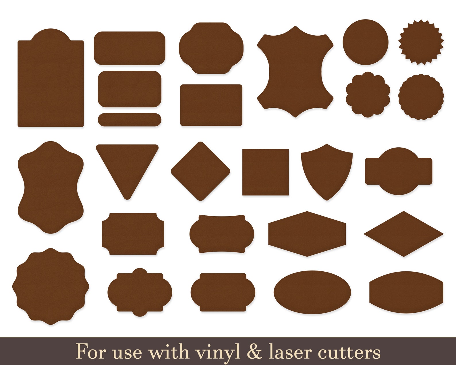 Leather Tags Cutting Template SVG Faux Leather Labels Etsy