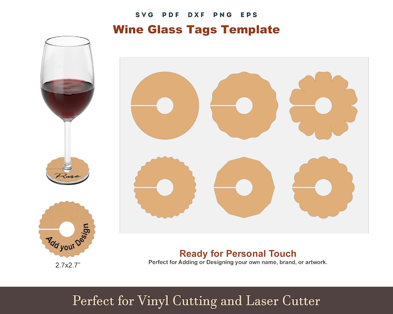 Wine Glass Tag Template SVG, Wine Glass Name Tag Svg, Bachelorette, Wedding Wine Glass Tag, Glass decor Svg, Cricut svg cut file Bundle