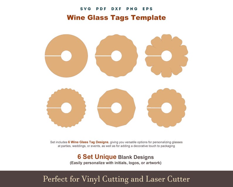 Wine Glass Tag Template SVG, Wine Glass Name Tag Svg, Bachelorette, Wedding Wine Glass Tag, Glass decor Svg, Cricut svg cut file Bundle