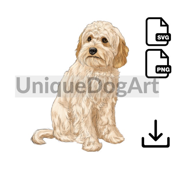 Unique Sitting Cavapoo PNG  Clipart Sublimation Design Graphic Printable Dog Art Digital Instant Download