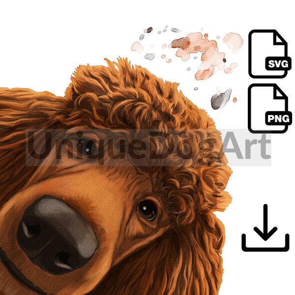 Unique Curious Red Poodle PNG Clipart  Sublimation Design Printable Dog Art Digital Instant Download