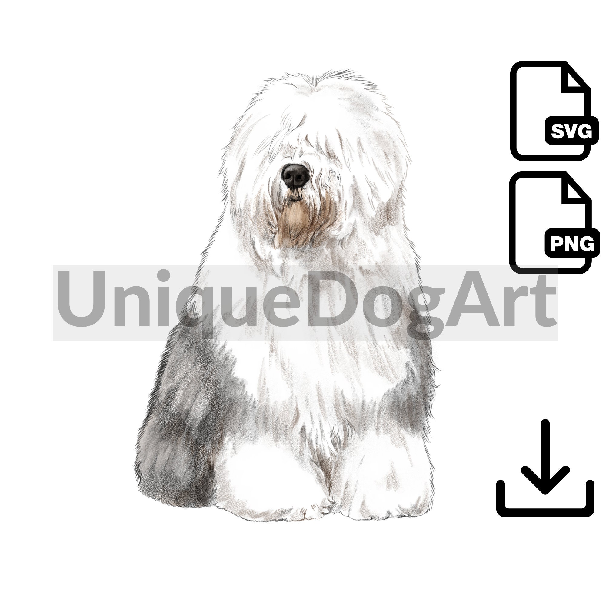 Old English Sheepdog Dog SVG File Cricut Download Dog Face 