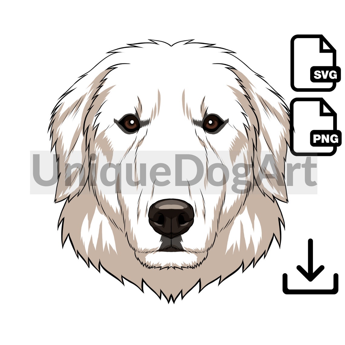 Great Pyrenees PNG Clipart Printable Dog Art Digital Instant Download ...