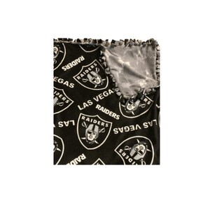 Las Vegas Raiders Fleece Throw Blanket With Crocheted Border Etsy