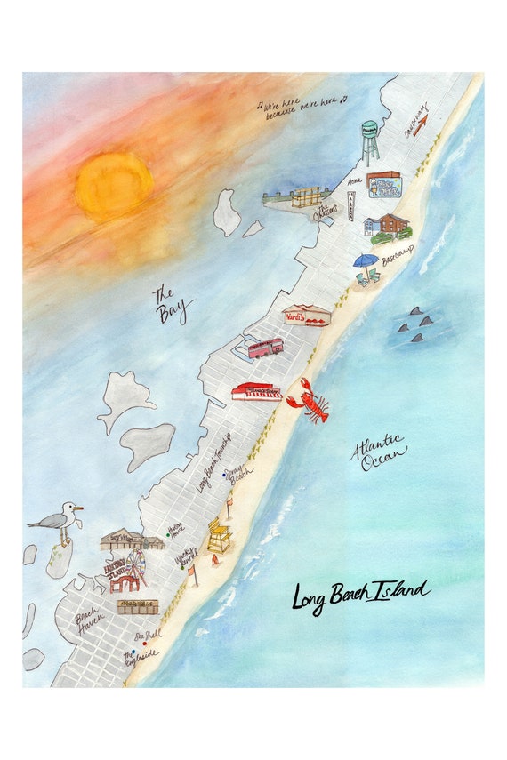Custom LBI Map Watercolor