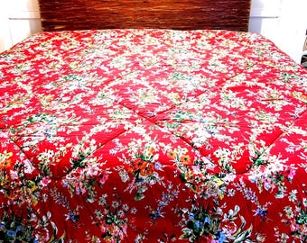 Ralph Lauren Belle Harbor Red Floral King Comforter 4 Pc Set