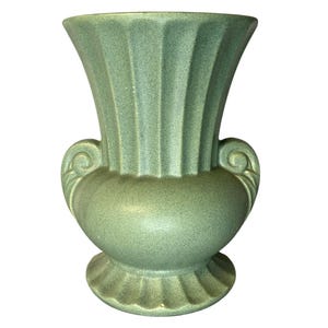 Rare McCoy Floraline Green Art Deco MCM Style Ceramic Urn Vase 10" USA See Pics