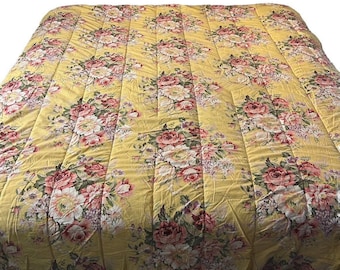 VINTAGE Ralph Lauren Full Queen Comforter Sophie Brooke Pink Rose Yellow SEE PIC