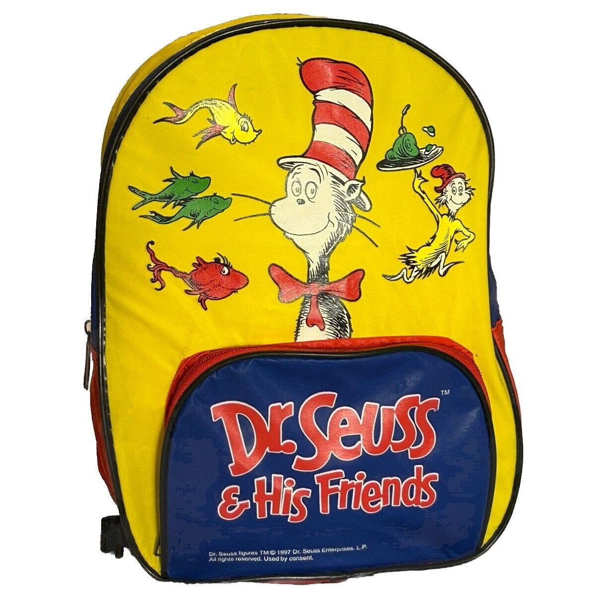 Dr Seuss and Friends Vintage 1997 Kids Backpack Cat in the Hat One