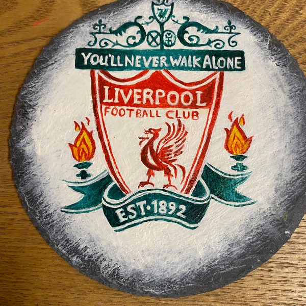 Football emblem on slate Liverpool