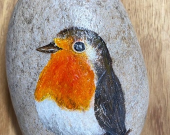 Robin hand painted Rock