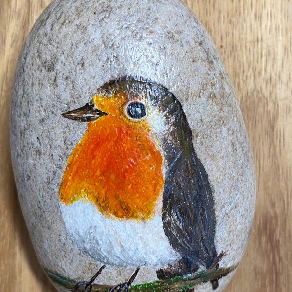 Robin hand painted Rock