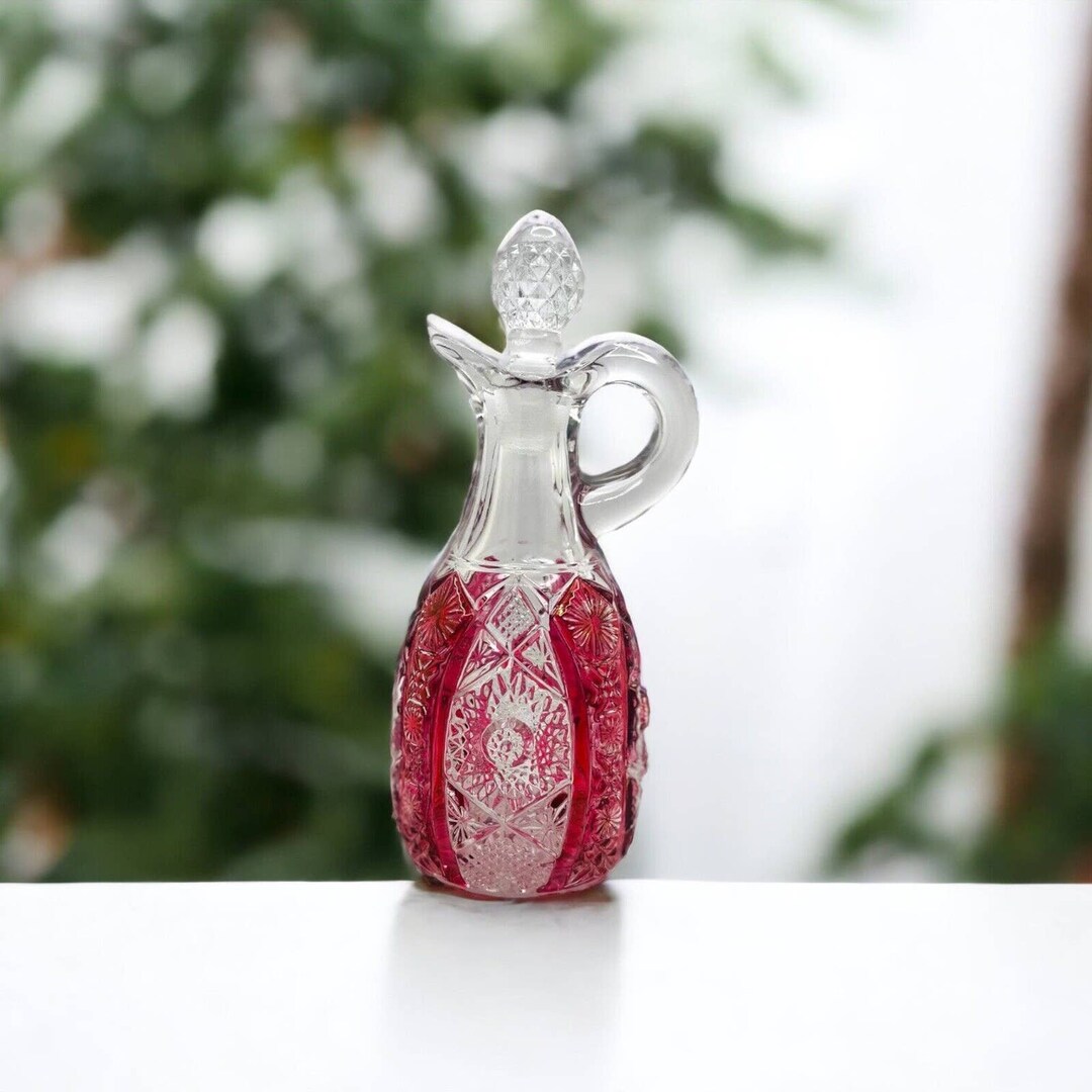 Vintage Imperial Glass Clear Ruby Stain Flash Daisy & Button 7 Tall ...