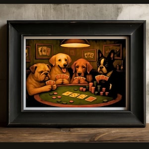 Dogs Playing Poker Print, Dogs Playing Cards Print, Poker Player Gift, Dog Poker Playing Cards