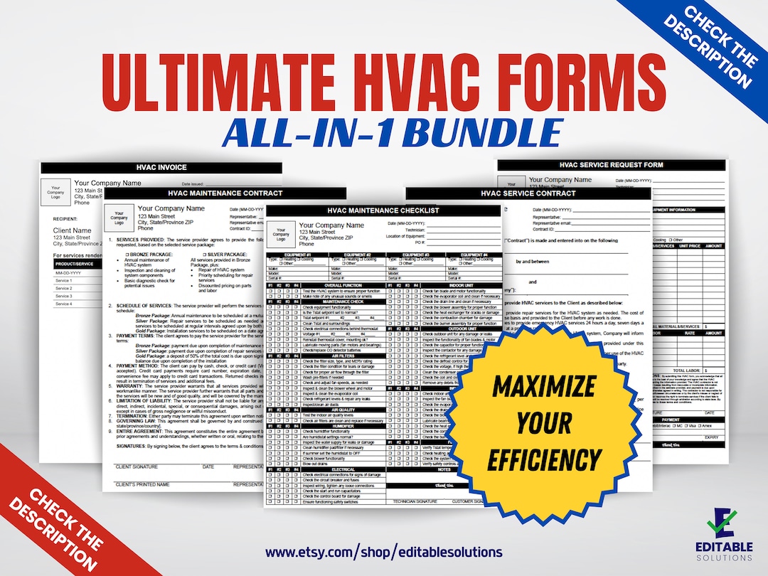 Hvac Contract Bundle, Hvac Templates, Hvac Contracts, Hvac Forms, Hvac