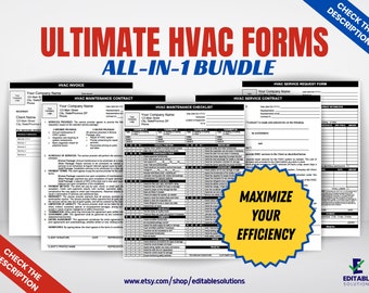 hvac contract bundle, hvac templates, hvac contracts, hvac forms, hvac maintenance contract, hvac maintenance checklists Google Docs MS Word