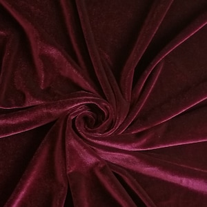 Burgundy Stretch Velvet Fabric Burgundy. Bridesmaid Dress Fabric. Home Decor stretch Fabric. Christmas Fabric by the yard. Red Drape Fabric