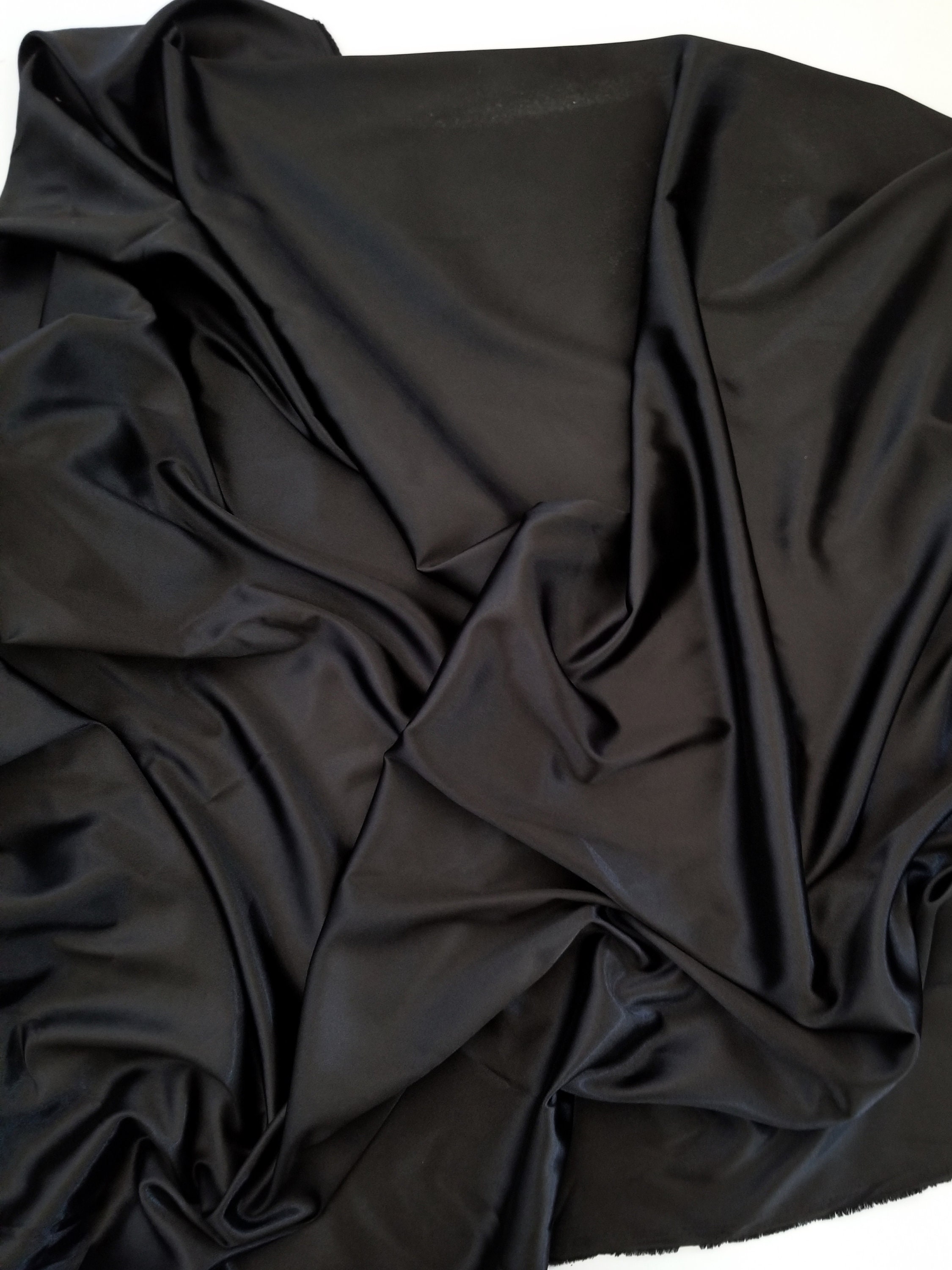 Black Italian Stretch Satin Fabric