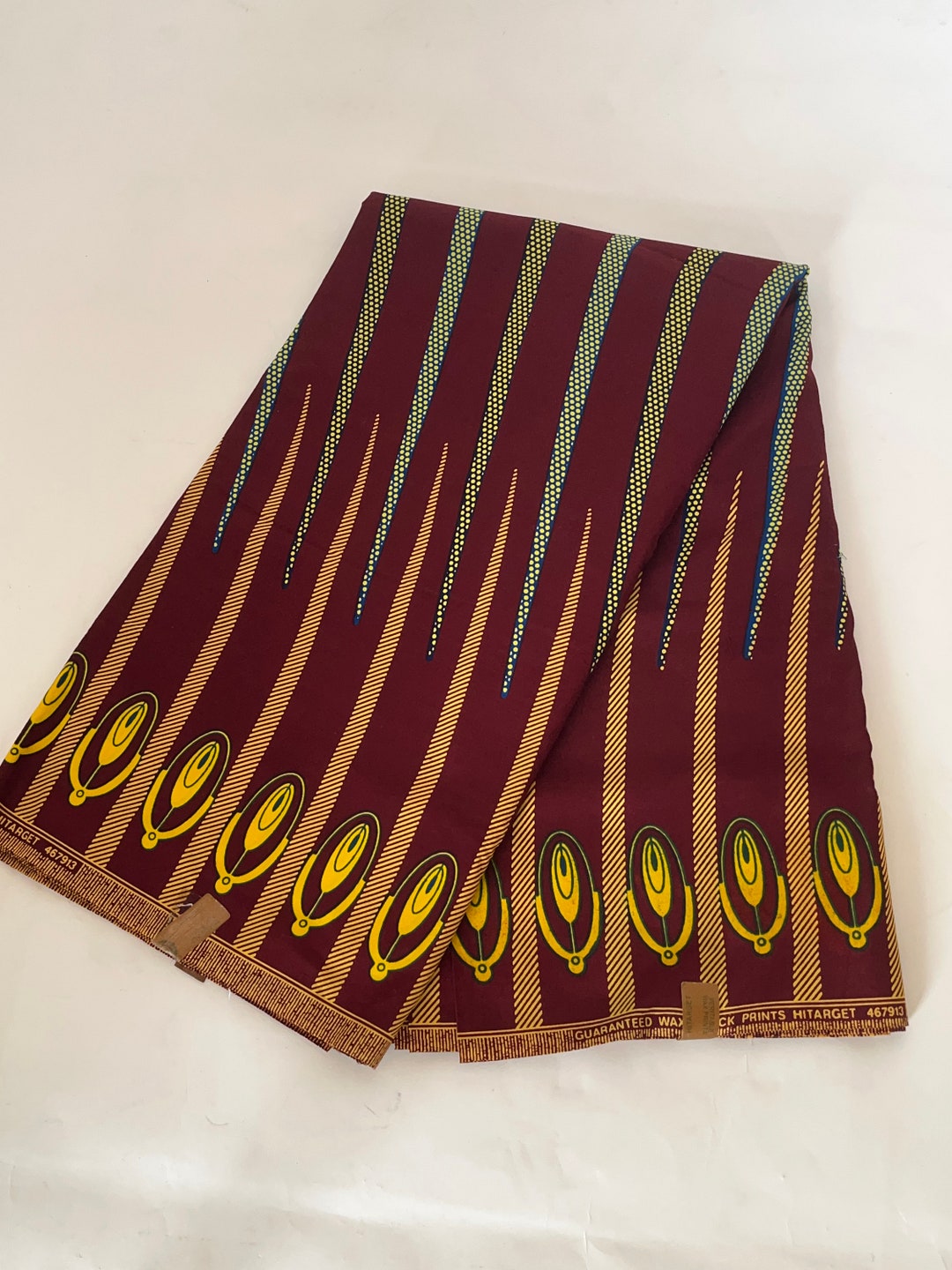 Ankara Cotton Fabric Sold by 6 Yards. Burgundy Mixed Print Fabric
