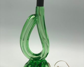 Elegant antique Italian Murano Glass Lamp Base - Emerald Green Beauty since 1950s