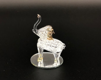 Vintage Crystal Elephant with Gold-Enamel Ears and Trunk