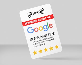 NFC-Bewertungskarte – Google-Bewertungen – "Bewerten Sie uns auf Google"-Visitenkarte – NFC-Visitenkarte für Google-Bewertungen aus PVC