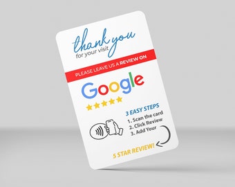 NFC Google Review Card – Google Reviews – "Leave us a review on Google" Business Card – PVC NFC Business Card for Google Reviews