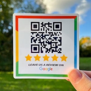 Google review Sticker Review us on Google QR code sticker for more Google reviews image 1