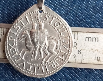 Pieczęć Templariuszy Abraxas Αβραξας Abrasax lub Abracax Rycerze Templariusze Pieczęć Masońska 1 medal z białego metalu, posrebrzany