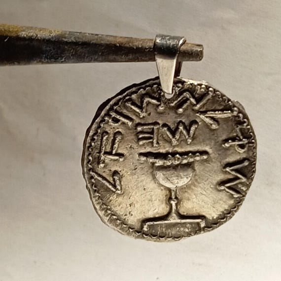 ユダヤ反乱の銀板メダル（67-70年）エルサレムのイスラエルのシェケル