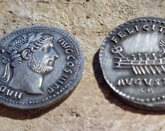 reproductions of ancient coins: Hadrian's tin denarius